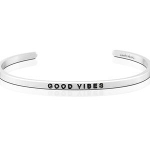 Good Vibes MantraBand Silver Cuff Bracelet-no longer made